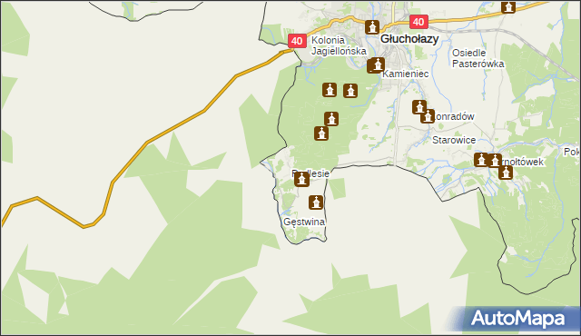 mapa Podlesie gmina Głuchołazy, Podlesie gmina Głuchołazy na mapie Targeo