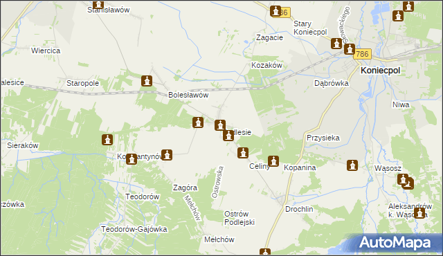 mapa Podlesie gmina Lelów, Podlesie gmina Lelów na mapie Targeo