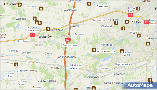 mapa Podlesie gmina Wolanów, Podlesie gmina Wolanów na mapie Targeo