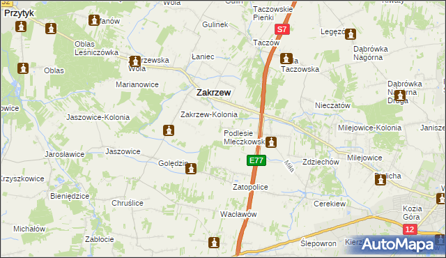 mapa Podlesie Mleczkowskie, Podlesie Mleczkowskie na mapie Targeo