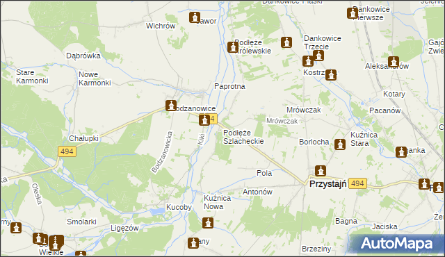 mapa Podłęże Szlacheckie, Podłęże Szlacheckie na mapie Targeo