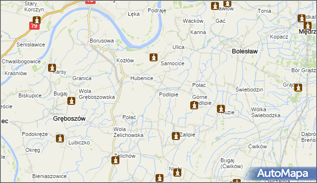 mapa Podlipie gmina Bolesław, Podlipie gmina Bolesław na mapie Targeo