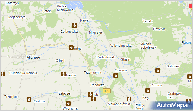 mapa Podlodówek, Podlodówek na mapie Targeo