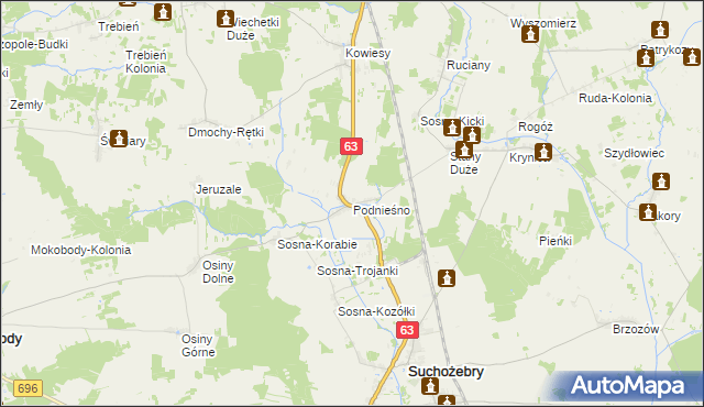 mapa Podnieśno, Podnieśno na mapie Targeo