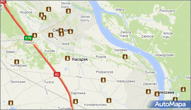 mapa Podole gmina Raciążek, Podole gmina Raciążek na mapie Targeo