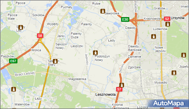 mapa Podolszyn Nowy, Podolszyn Nowy na mapie Targeo