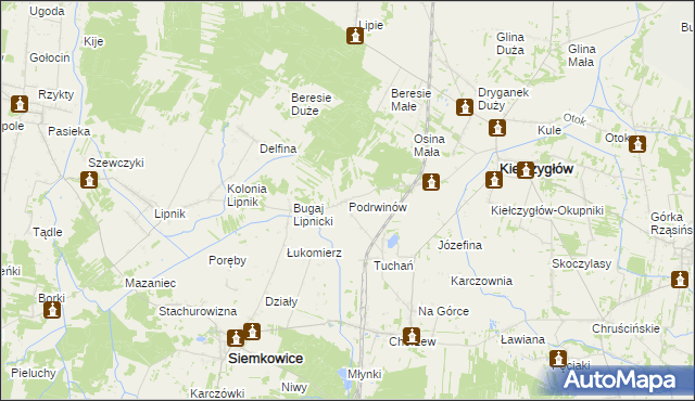 mapa Podrwinów, Podrwinów na mapie Targeo