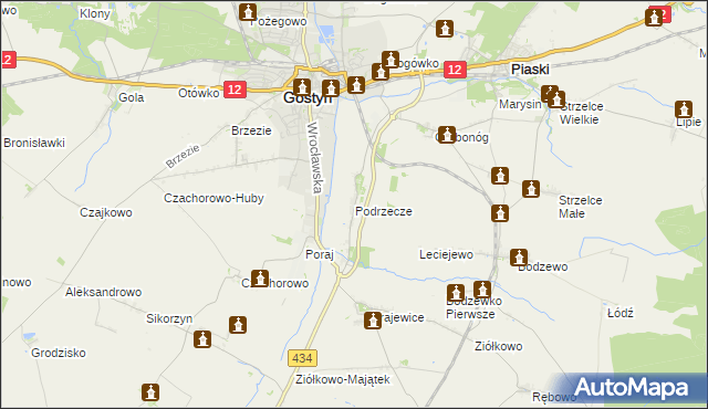 mapa Podrzecze gmina Piaski, Podrzecze gmina Piaski na mapie Targeo