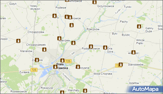 mapa Podsędkowice, Podsędkowice na mapie Targeo