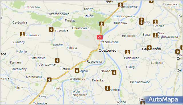 mapa Podskale gmina Opatowiec, Podskale gmina Opatowiec na mapie Targeo