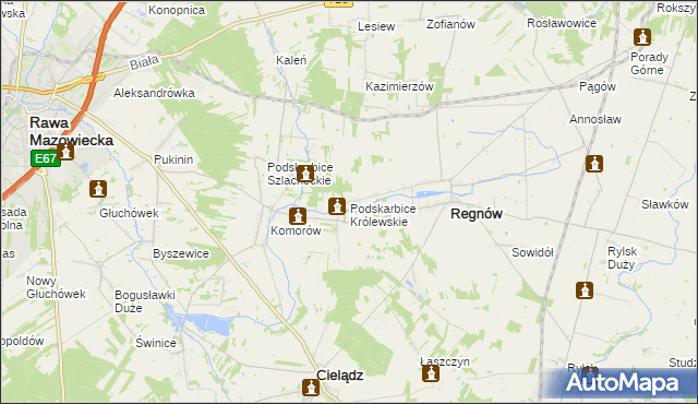 mapa Podskarbice Królewskie, Podskarbice Królewskie na mapie Targeo