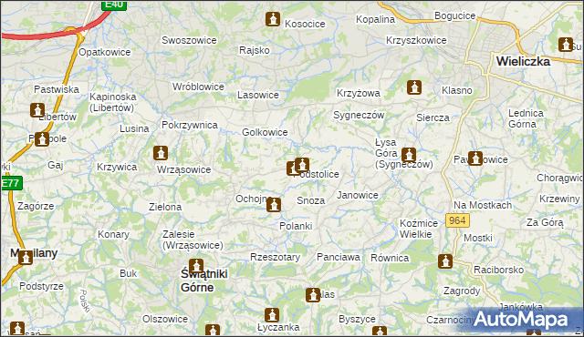 mapa Podstolice gmina Wieliczka, Podstolice gmina Wieliczka na mapie Targeo