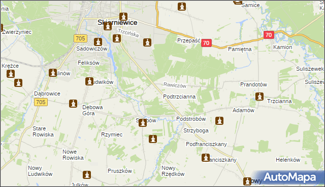 mapa Podtrzcianna, Podtrzcianna na mapie Targeo