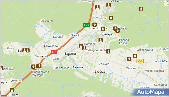 mapa Podzagnańszcze, Podzagnańszcze na mapie Targeo