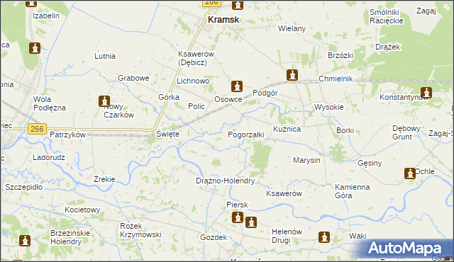 mapa Pogorzałki gmina Kramsk, Pogorzałki gmina Kramsk na mapie Targeo