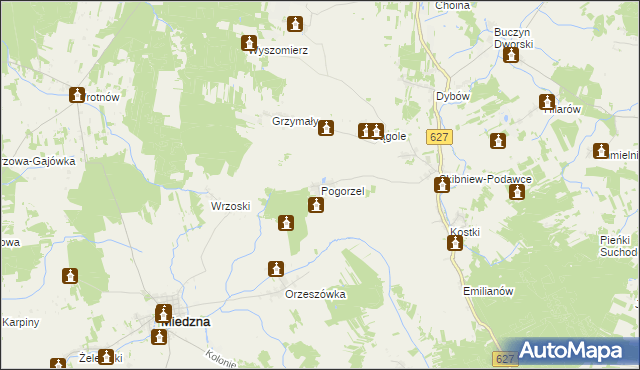 mapa Pogorzel gmina Sokołów Podlaski, Pogorzel gmina Sokołów Podlaski na mapie Targeo