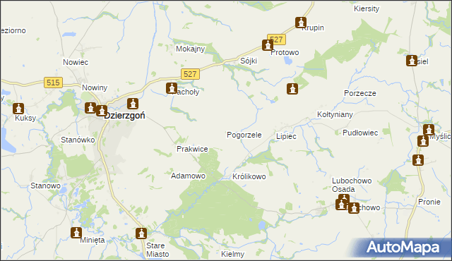 mapa Pogorzele gmina Stary Dzierzgoń, Pogorzele gmina Stary Dzierzgoń na mapie Targeo