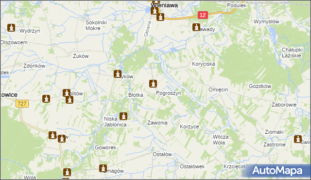 mapa Pogroszyn, Pogroszyn na mapie Targeo