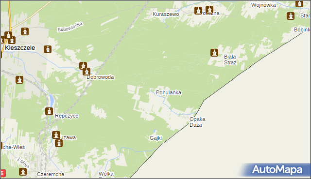 mapa Pohulanka gmina Czeremcha, Pohulanka gmina Czeremcha na mapie Targeo