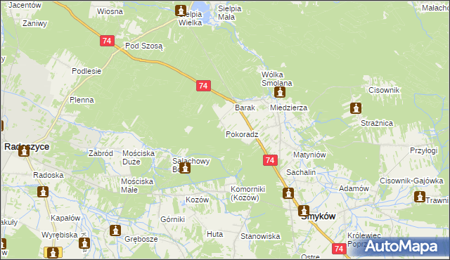 mapa Pokoradz, Pokoradz na mapie Targeo