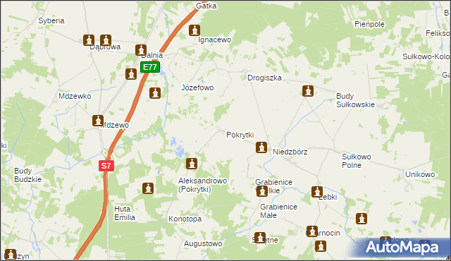 mapa Pokrytki, Pokrytki na mapie Targeo