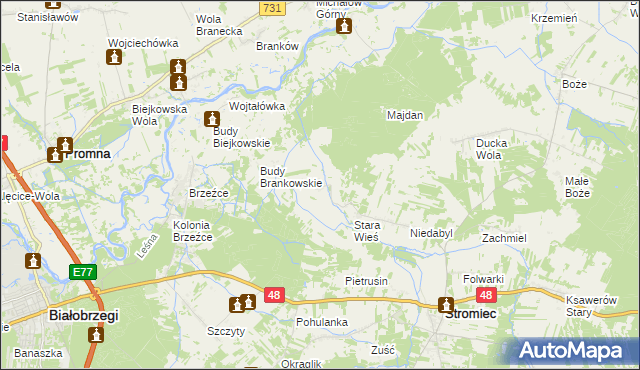 mapa Pokrzywna gmina Stromiec, Pokrzywna gmina Stromiec na mapie Targeo