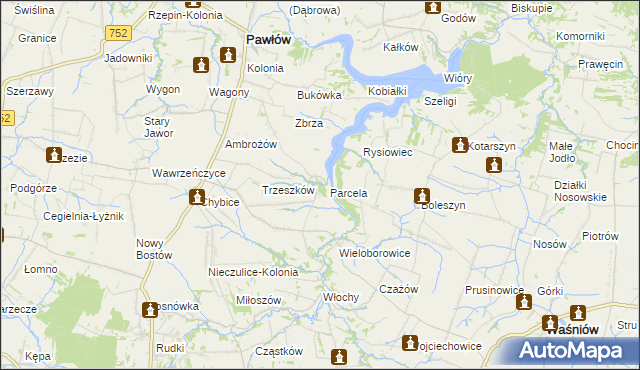 mapa Pokrzywnica gmina Pawłów, Pokrzywnica gmina Pawłów na mapie Targeo