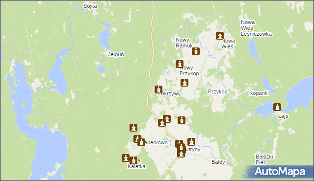 mapa Pokrzywy gmina Purda, Pokrzywy gmina Purda na mapie Targeo