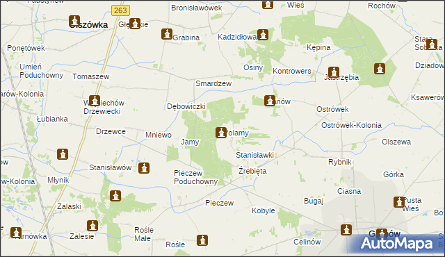 mapa Polamy, Polamy na mapie Targeo