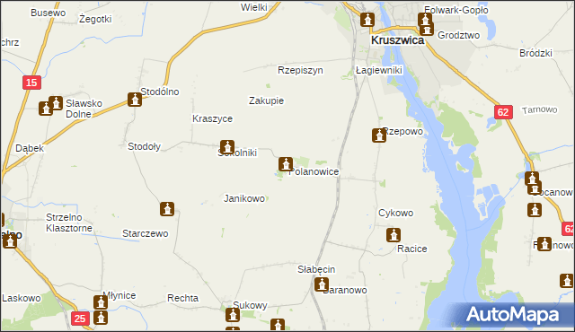 mapa Polanowice gmina Kruszwica, Polanowice gmina Kruszwica na mapie Targeo