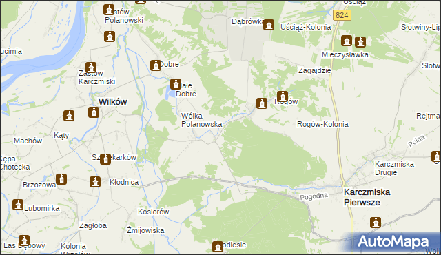 mapa Polanówka gmina Wilków, Polanówka gmina Wilków na mapie Targeo