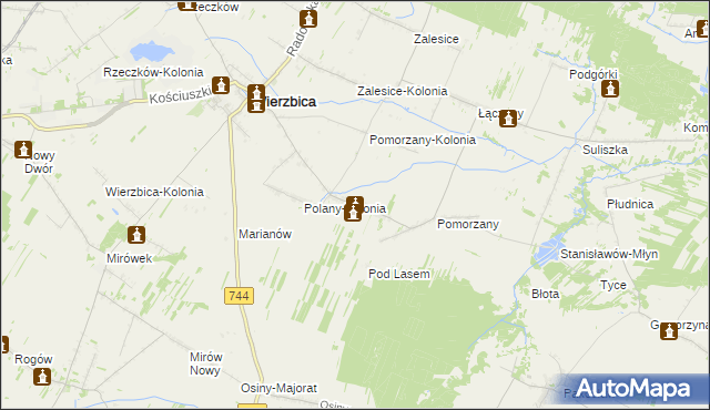 mapa Polany gmina Wierzbica, Polany gmina Wierzbica na mapie Targeo