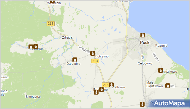 mapa Połczyno gmina Puck, Połczyno gmina Puck na mapie Targeo