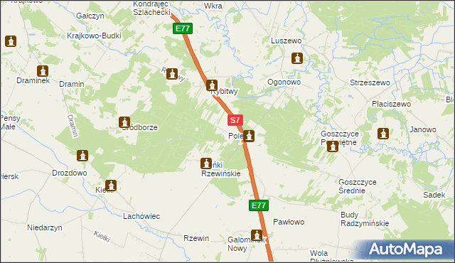 mapa Polesie gmina Baboszewo, Polesie gmina Baboszewo na mapie Targeo