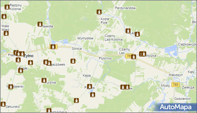 mapa Polichno gmina Żytno, Polichno gmina Żytno na mapie Targeo