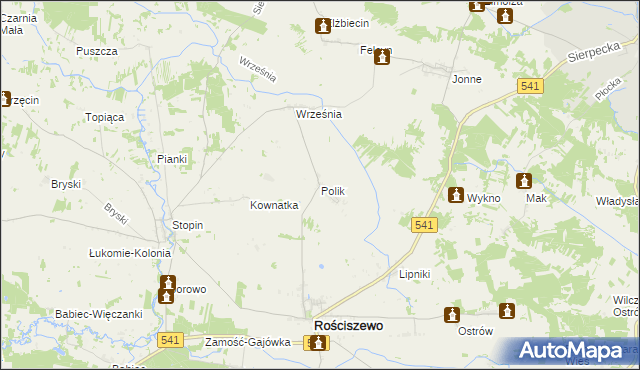 mapa Polik gmina Rościszewo, Polik gmina Rościszewo na mapie Targeo