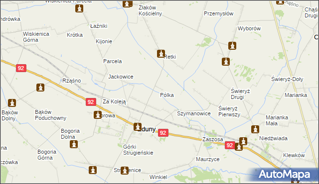 mapa Pólka gmina Zduny, Pólka gmina Zduny na mapie Targeo