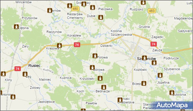 mapa Polowa, Polowa na mapie Targeo