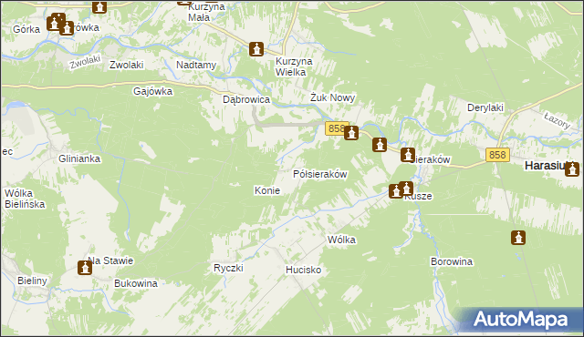 mapa Półsieraków, Półsieraków na mapie Targeo