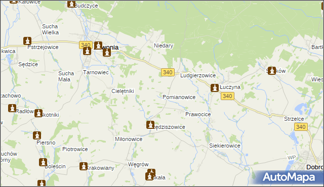 mapa Pomianowice, Pomianowice na mapie Targeo