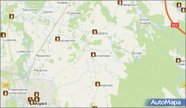 mapa Pomianowo gmina Białogard, Pomianowo gmina Białogard na mapie Targeo