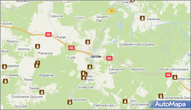 mapa Ponik gmina Janów, Ponik gmina Janów na mapie Targeo