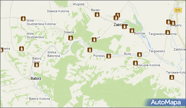 mapa Ponikwy, Ponikwy na mapie Targeo