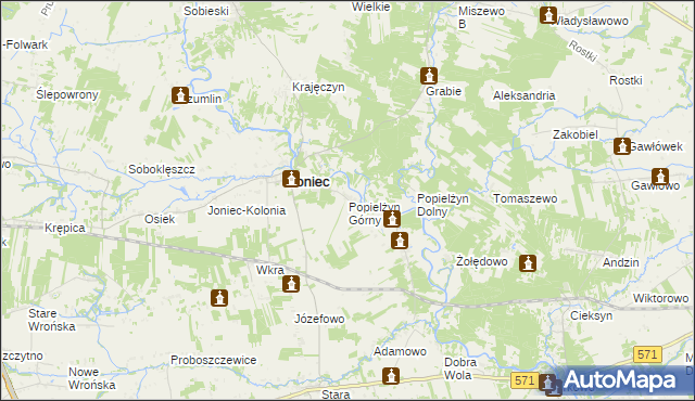 mapa Popielżyn Górny, Popielżyn Górny na mapie Targeo