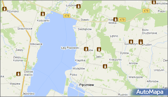 mapa Popów gmina Pęczniew, Popów gmina Pęczniew na mapie Targeo