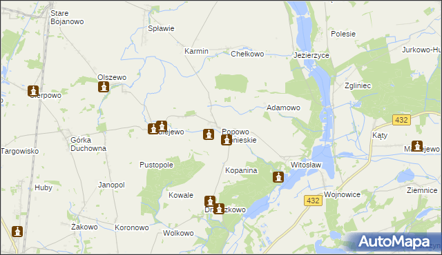 mapa Popowo Wonieskie, Popowo Wonieskie na mapie Targeo