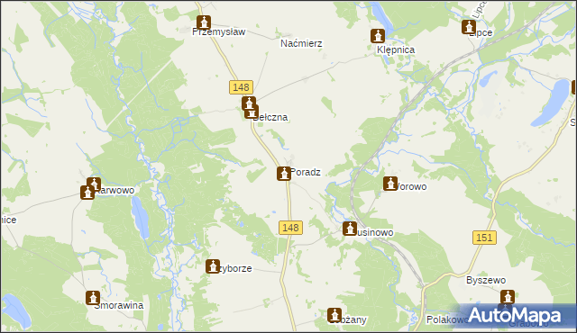 mapa Poradz gmina Łobez, Poradz gmina Łobez na mapie Targeo