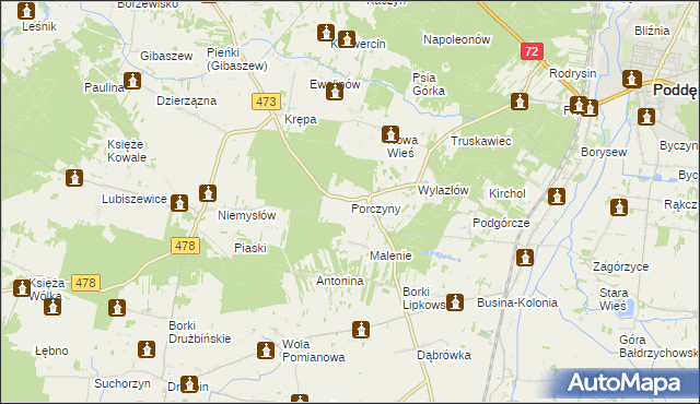 mapa Porczyny, Porczyny na mapie Targeo