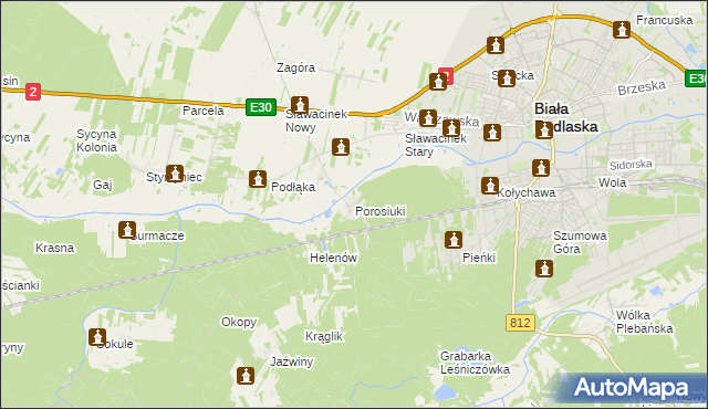 mapa Porosiuki, Porosiuki na mapie Targeo