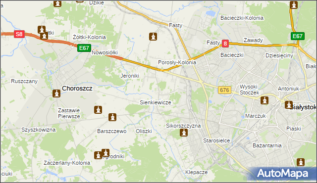 mapa Porosły, Porosły na mapie Targeo